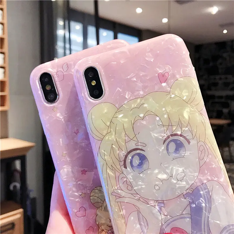Для iphone X XR XS максимальный чехол для iphone 6S 6 7 8 Plus Япония милый Kawaii аниме Сейлор Мун стиль IMD матовый мягкий чехол для мобильного телефона