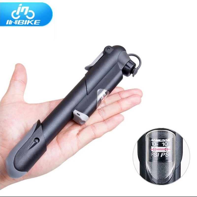 

INBIKE Mini Portable Bike Pump MTB Road Bicycle Pump 120 PSI Air pump Foldable Bicycle Inflator With Barometer Bike Accessories