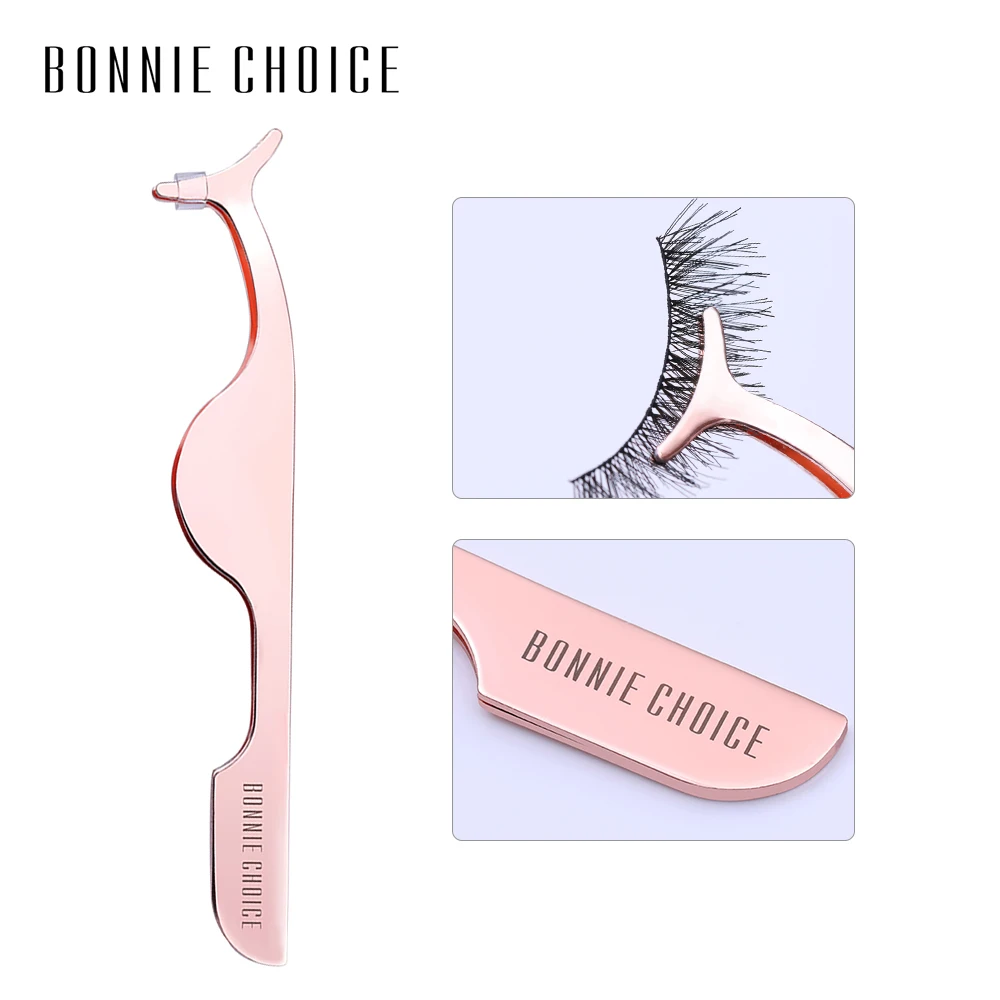 Bonnie Choice 1 шт. розовый Золотой Пинцет для накладных ресниц, для лица, для красоты, для удаления ресниц, зажим, аппликатор, косметический инструмент