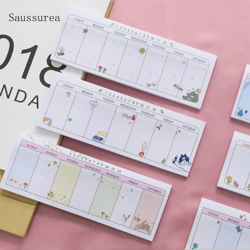 

Kawaii Week Plan Convenience Sticker Cute Memo Notepad Cartoon N Times Sticker Student Stationery
