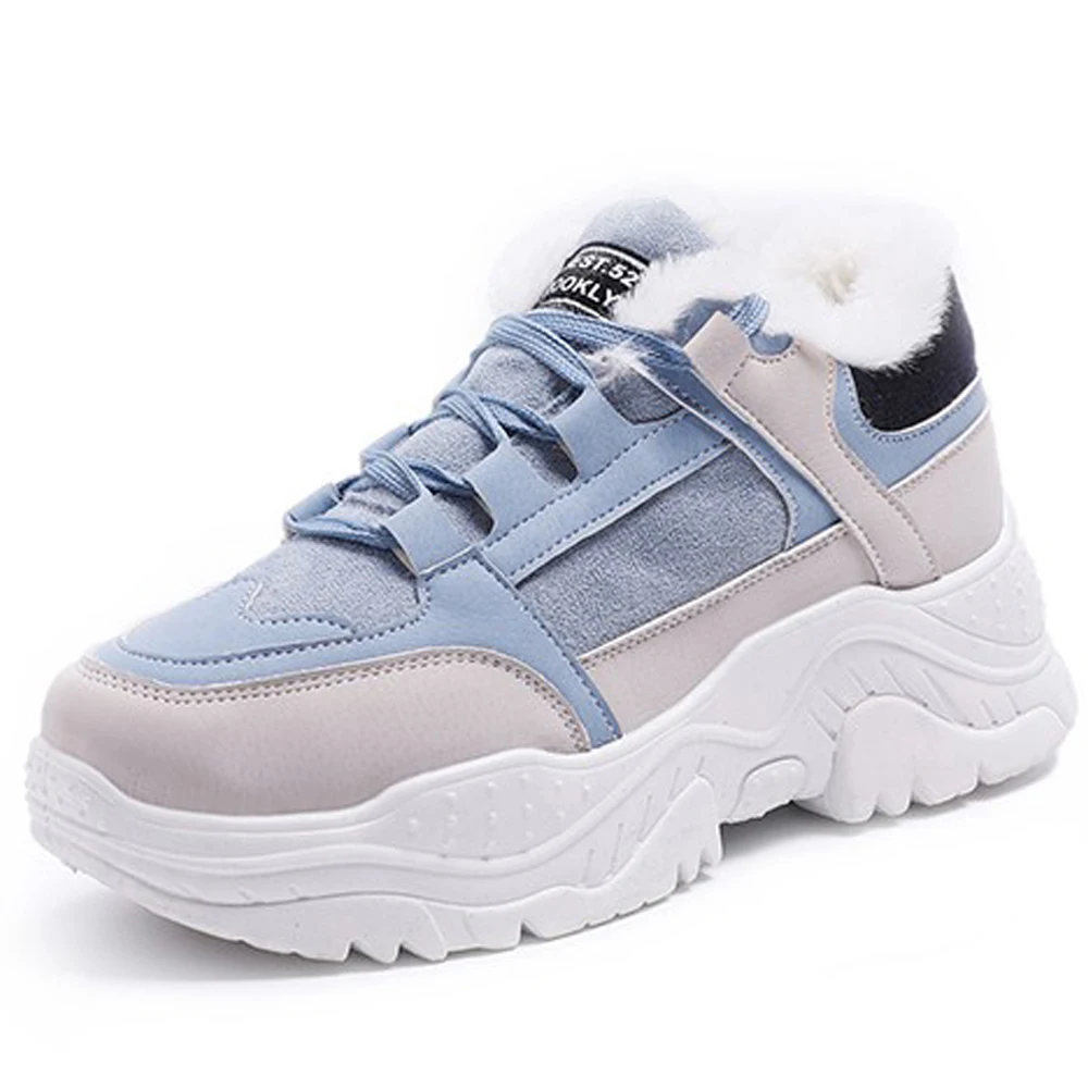 

2019 Shoes Winter Warm Platform Woman Snow Boots Plush Female Casual Sneakers Faux Suede Leather Female Snowboots Warm Shoes Fur