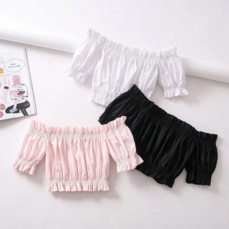 

Fashion Women'S Club Loose Tops Bustier Bra Tube Crop Top Bralette Blouse Shirt Tank Top New Off Shoulder Slash Neck Sexy