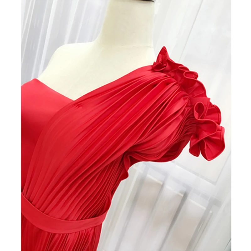 Sunvary софт Сатин одно плечо красный знаменитости платье длиной до пола