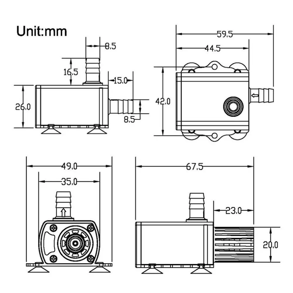 DC12V USB 5V Водяной насос мини ультра-тихий бесщеточный мотор погружной водяной насос для сада аквариума