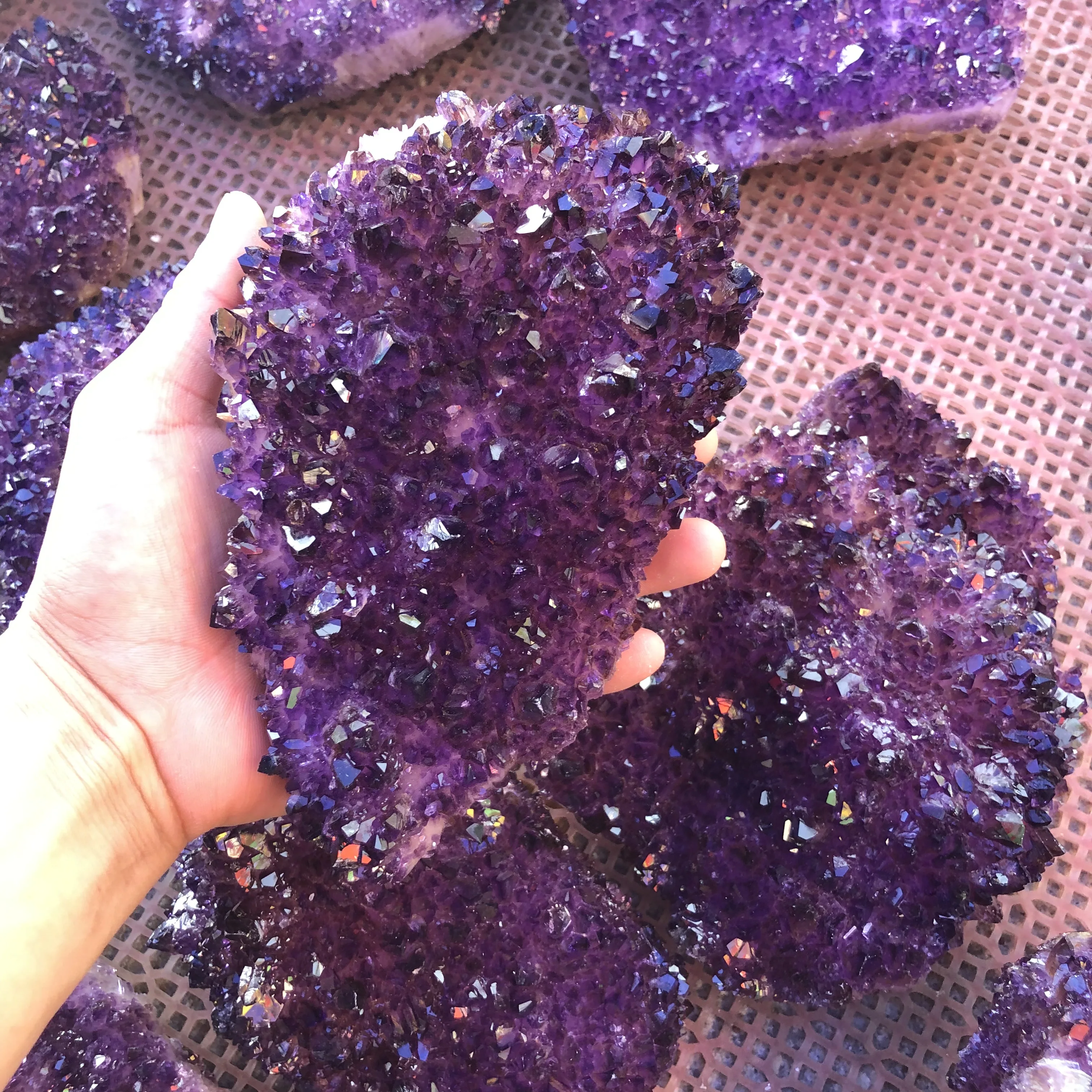 

Brazil's finest natural mineral purple crystal clusters are many purple wedding aquarium decorations
