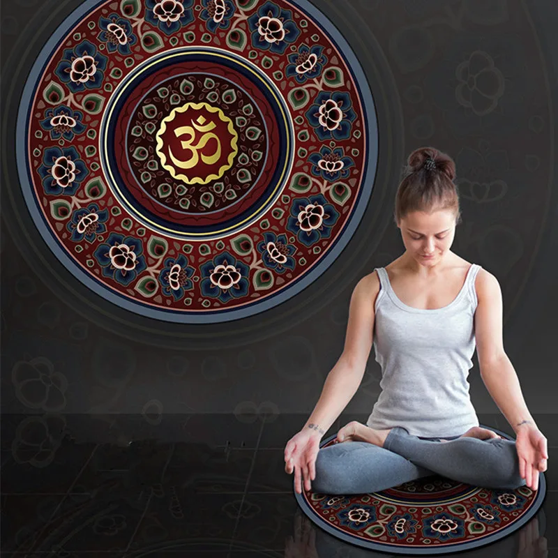 Little Round Yoga Mat Suede Natural Rubber Non slip Printed Yoga