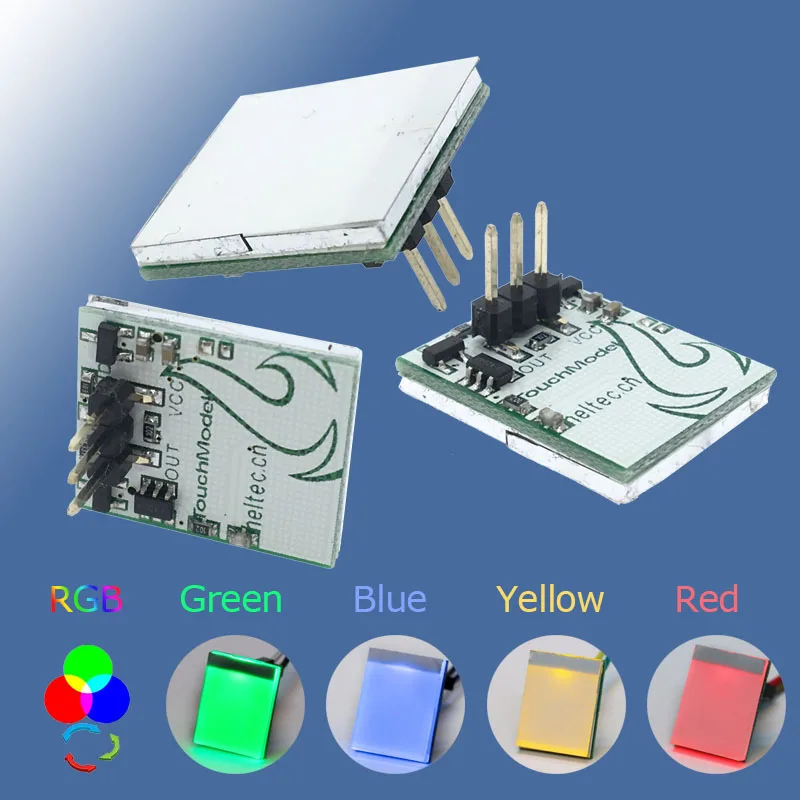

Green Blue Red and Yellow Color RGB Capacitive touch switch button module 2.7 V to 6 V module anti-jamming is strong HTTM series