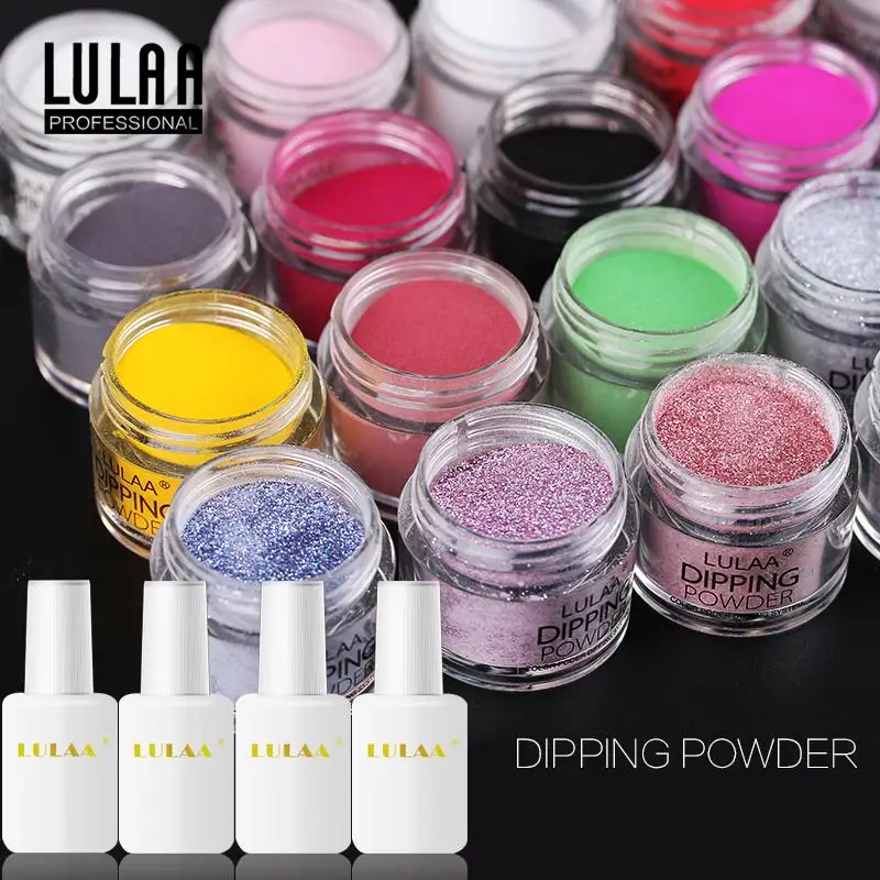 

LULAA Dip Powder Set Nail Glitter French Nail Polish Holographic Manicure Dry Chrome Pigment Dipping Powder For Nails Art