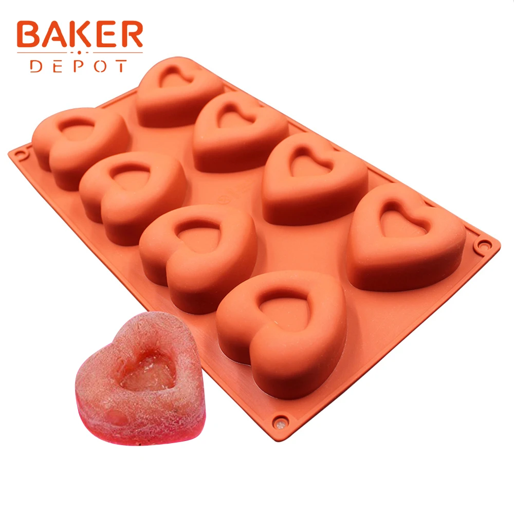 

BAKER DEPOT silicone cake mold heart shaped handmade soap mold ice chocolate candy molds jello cake pastry baking tool 8 lattice