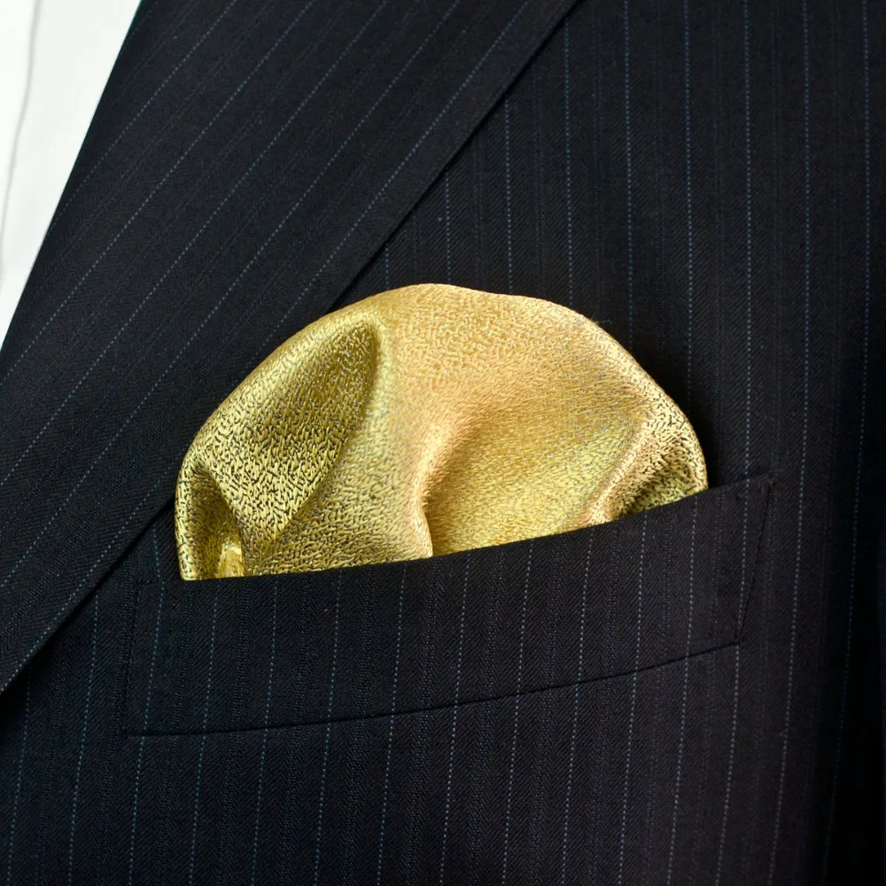 Solid Stripes Gradual Color Yellow Gold Gray Grey Mens Pocket Square 100% Silk Handkerchieves Casual Business Wholesale