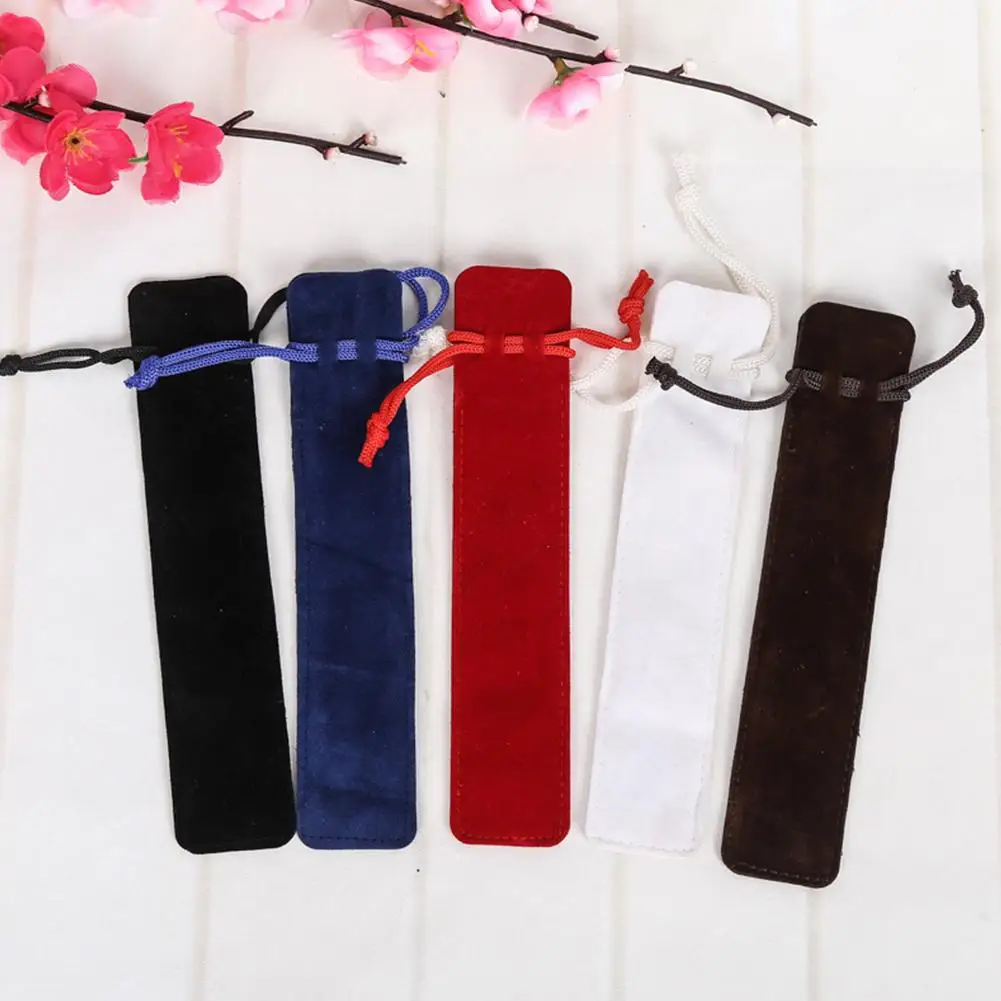 

Cute Blue Solid Color Pouch Sleeve Holder Single Pen Case Pencil Drawstring Storage Bag