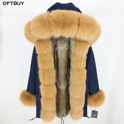 OFTBUY 2019 зимняя куртка для женщин натуральный мех пальто Длинная парка натуральным лисьим мехом меховой капюшон, воротник кролик Мех