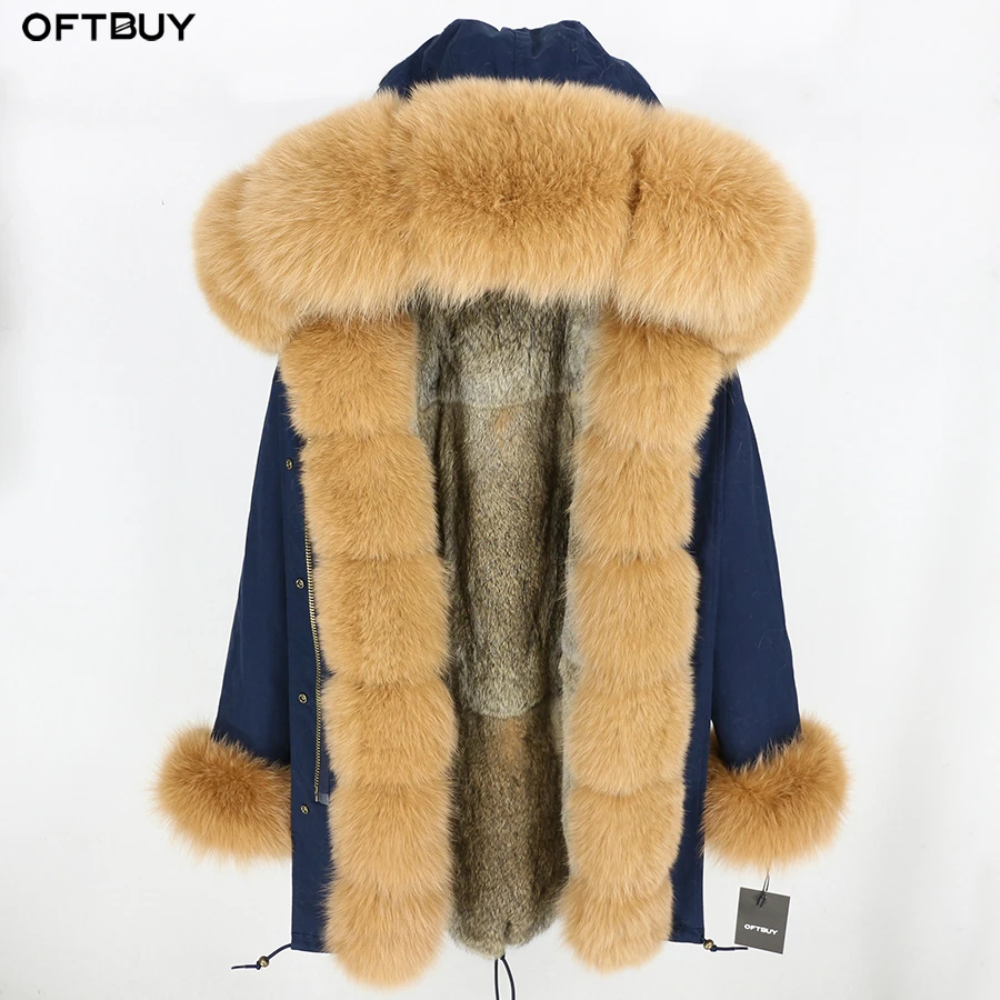 Женская парка с кроличьей подкладкой OFTBUY длинная теплая Толстая куртка