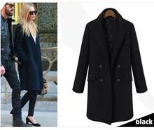 Simple All-match Double Breasted Women Woolen Coat, Medium Long Design Thickening Cotton Padded Wool Jacket