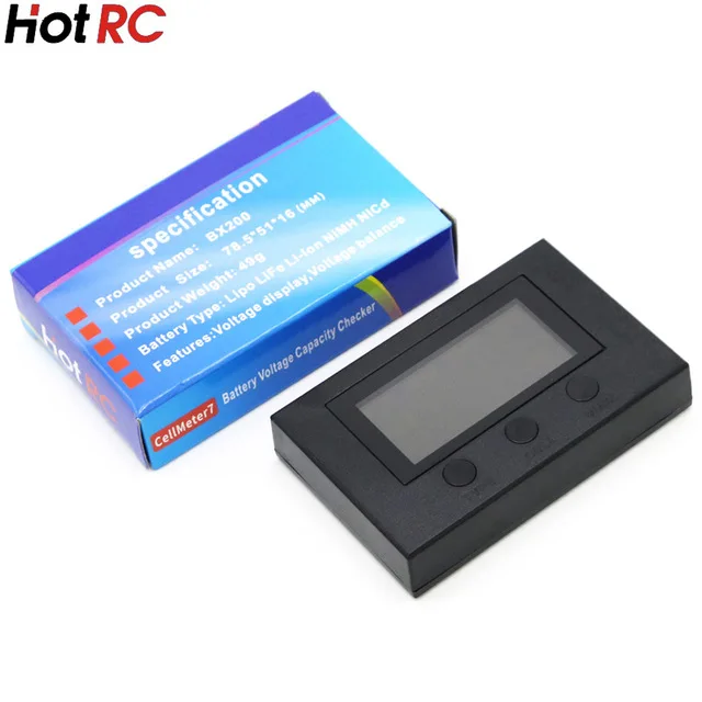

HotRc BX200 2-7S Lipo Battery Voltage Tester/ Low Voltage Buzzer Alarm/ Battery Voltage Checker Radio Display for Rc Battery