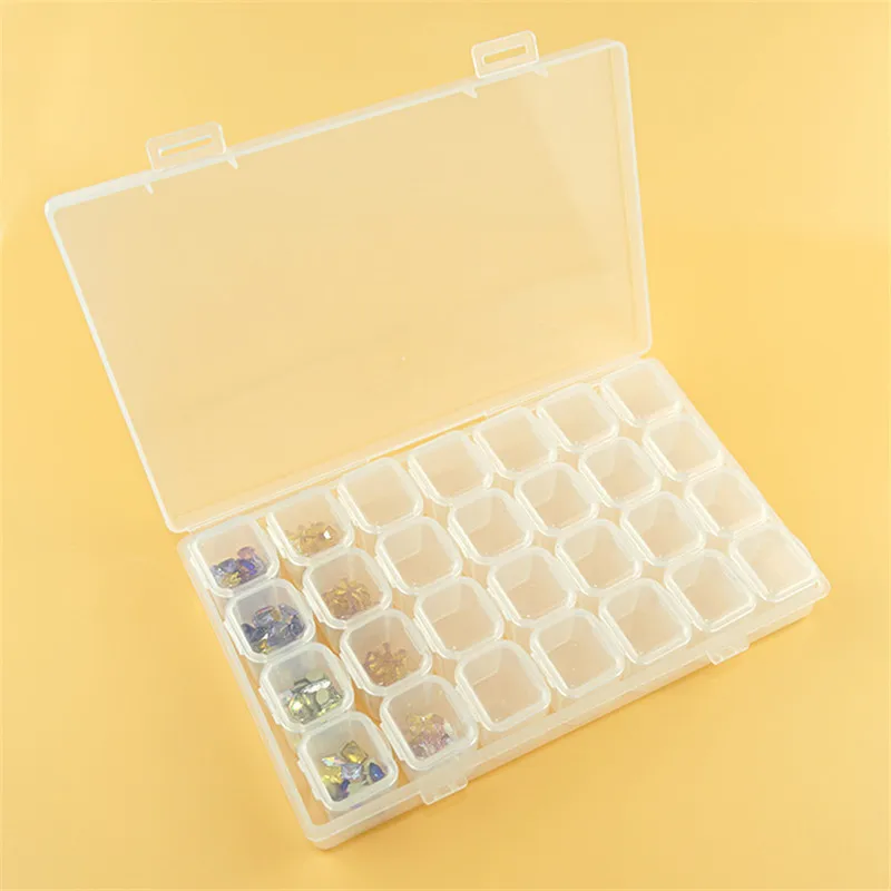 28 Slots Diamond Painting kit Adjustable Plastic Storage Box Nail Art Rhinestone Tool Bead Storage Box Case Organizer Holder kit