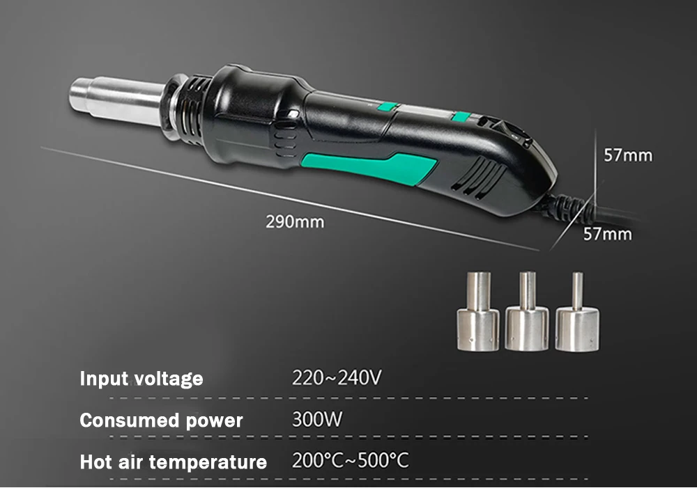 Pro'sKit SS-602H 300 Вт Портативный пистолет горячего воздуха с ЖК-дисплеем с регулируемой температурой для ремонта мобильных телефонов