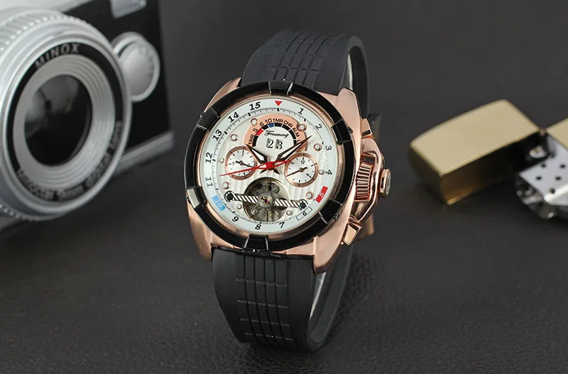 FORSINING Multifunktions Tourbillon Datum Tag Display розовое золото Uhr Herren Luxus Marke Automatikunhr Sportuhren|sportuhren| |