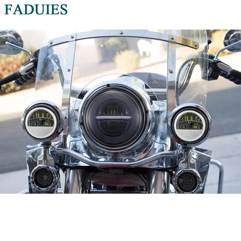 FADUIES Новые 4-1/" 4,5 дюйма светодиодные противотуманные фары, проходящие огни с DRL 4,5 дюйма корпус лопасти для мотоцикла