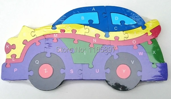 wooden jigsaw car puzzle with numbers and letters colorful educational toy-1