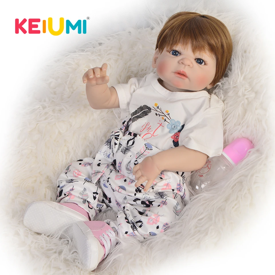 

57 cm Full Body Silicone Reborn Baby Girl Doll Lifelike Baby Doll For Child Birthday Christmas Gift Reborn Bonecas KEIUMI Toys