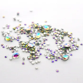 

1440pcs ss3-ss10 Color AB Nails Accessoires Cristal Diamonds MIX Irregular manicure rhinestones Flat back Non-hotfix Stone