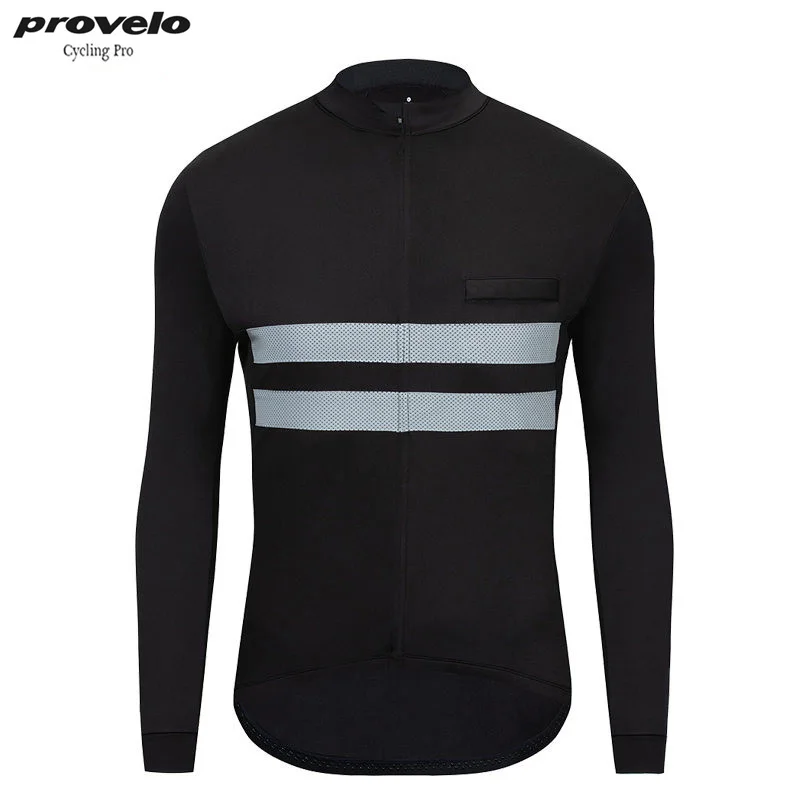 

Provelo 2019 NEW Arrive Classic Winter Thermal Fleece Cycling Jersey Long Sleeve With Reflective Stripe Bicycle Shirt Slim Fit