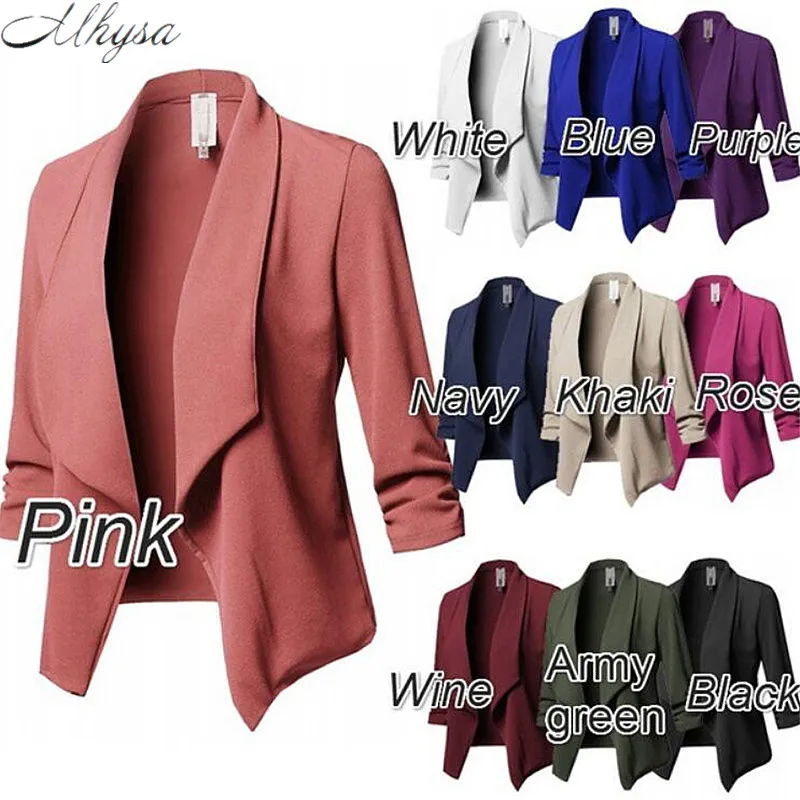 

Mhysa 2019 New spring British style fashion temperament commute 10 color long sleeve solid color Slim A word small suit Y069