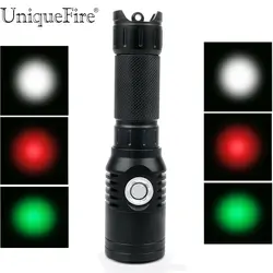 UniqueFire тактический фонарик XPE LED (белый/красный/зеленый) Факел Перезаряжаемые Водонепроницаемый Охота свет Перезаряжаемые Батарея 18650