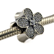 DIY Подходит Пандора шармы браслеты ромашка Бисер для паве с прозрачным кубическим цирконием стерлингового серебра 925-ювелирные изделия