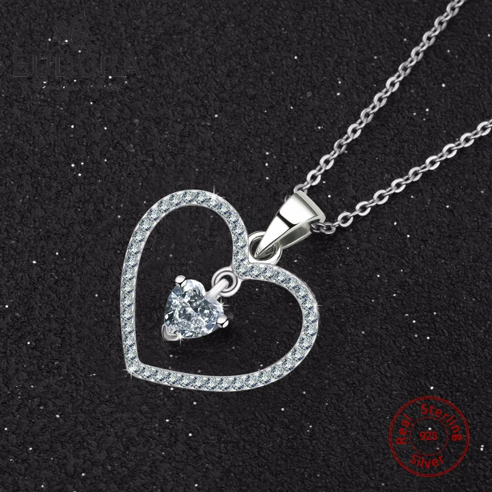 AAA CZ сердце Forever Love чистое серебро 925 ювелирные изделия кулон ожерелье стерлингового серебра 925 ювелирные изделия Bijoux для женщин дам