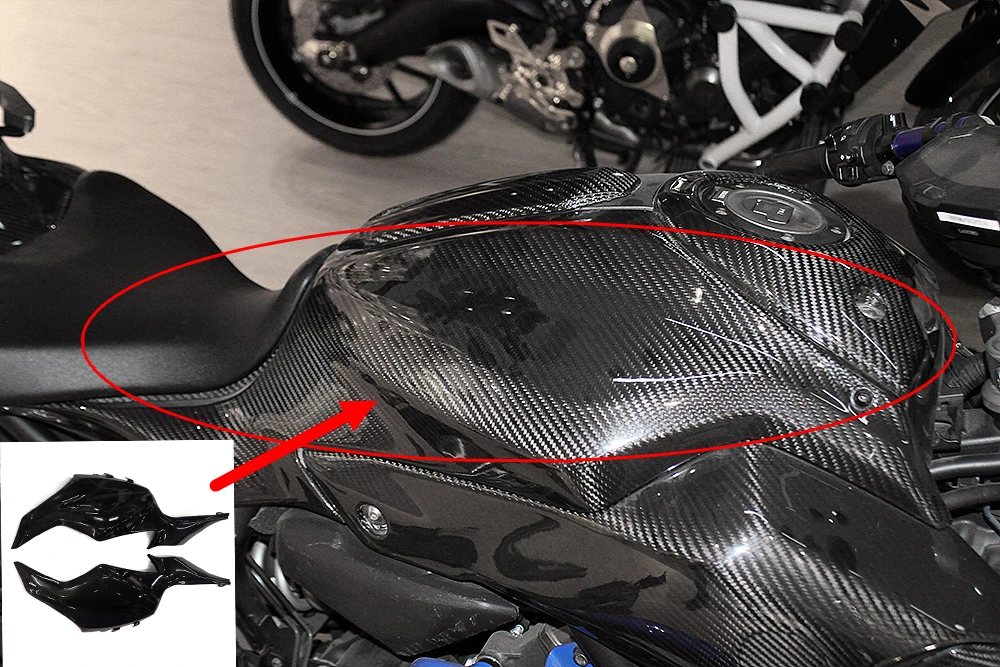 KEMiMOTO для Yamaha MT07 FZ07 Мотоцикл углеродного волокна Бензобак боковая крышка панель