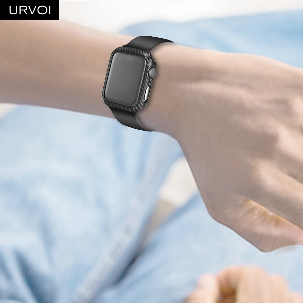 Чехол URVOI для Apple Watch series 6 SE 5 432 пластиковый бампер из углеродного волокна защитный