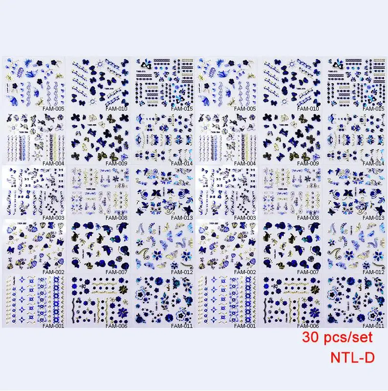 

30 Sheets / lot Beauty Bronzing Cross 3D Designs Nail Art Stickers Decals Decorations DIY Tools For Nails Manicure