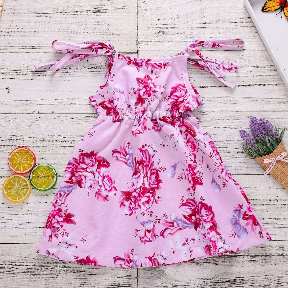 2018 Summer Fashion Kids Floral Dress Peony Flower Girl Dresses Kids