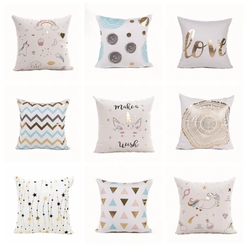 

Ins Fresh Bronzing Cushion Decorative Pillowblack And White Gold Foil Pillowcase Home Decor Sofa Throw Pillows 17inch Almofadas