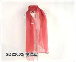 Женский 100% чистого шелка жоржет длинный шарф для женщин сплошной цвет 53*165 см уя арбуз красный