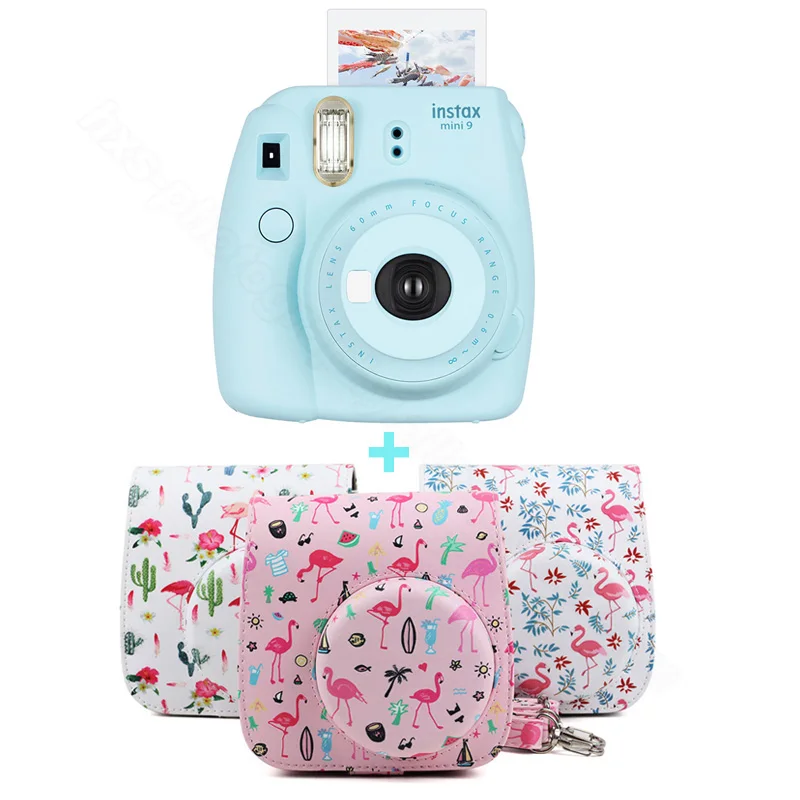 5 цветов Fujifilm Instax Mini 9 мгновенный фото фильм камеры комплект с ПУ Чехол для переноски плечевой ремень, использовать Instax Mini Фильм - Цвет: Ice Blue