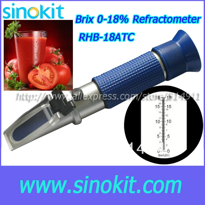 

Wholesales Fruit and Sugar 0-18% Brix Refractometer RHB-18ATC Blue grip