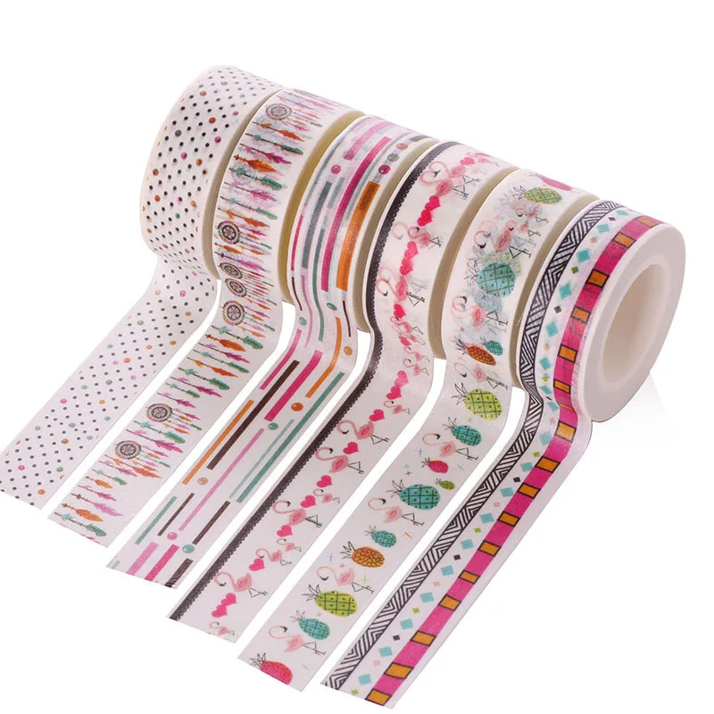 

Kawaii Cartoon Pink Flamingo Pineapple Creative Dots Lovely Decorative Washi Tape Diy Scrapbooking Masking Tape For Decor