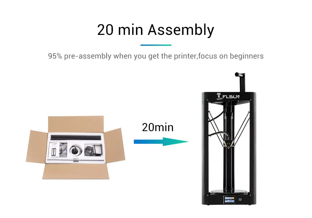 3d принтер Flsun QQ-S Delta Kossel с автоматическим уровнем обновленная предварительная сборка TFT 32 бита плата impressora 3d