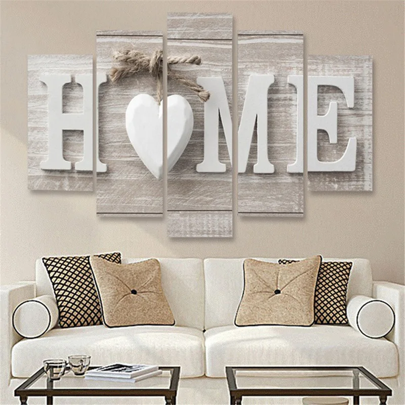 

Unframed 5 Pieces Letter Canvas Painting Love HOME Wall Art Print Pictures for Home Living Room Bedroom Decoration Poster