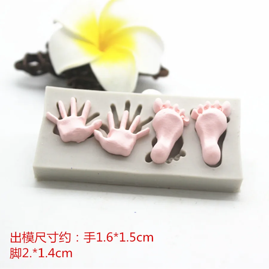 

p756 Turn over sugar silicone mold size hand feet DIY baking cake mold chocolate decoration