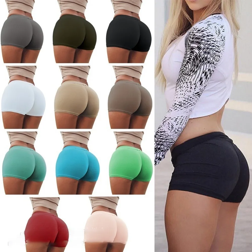 Fuumuui 2019 nouveau été Shorts femmes décontracté entraînement Biker taille haute élastique serré Fitness Slim solide Shorts