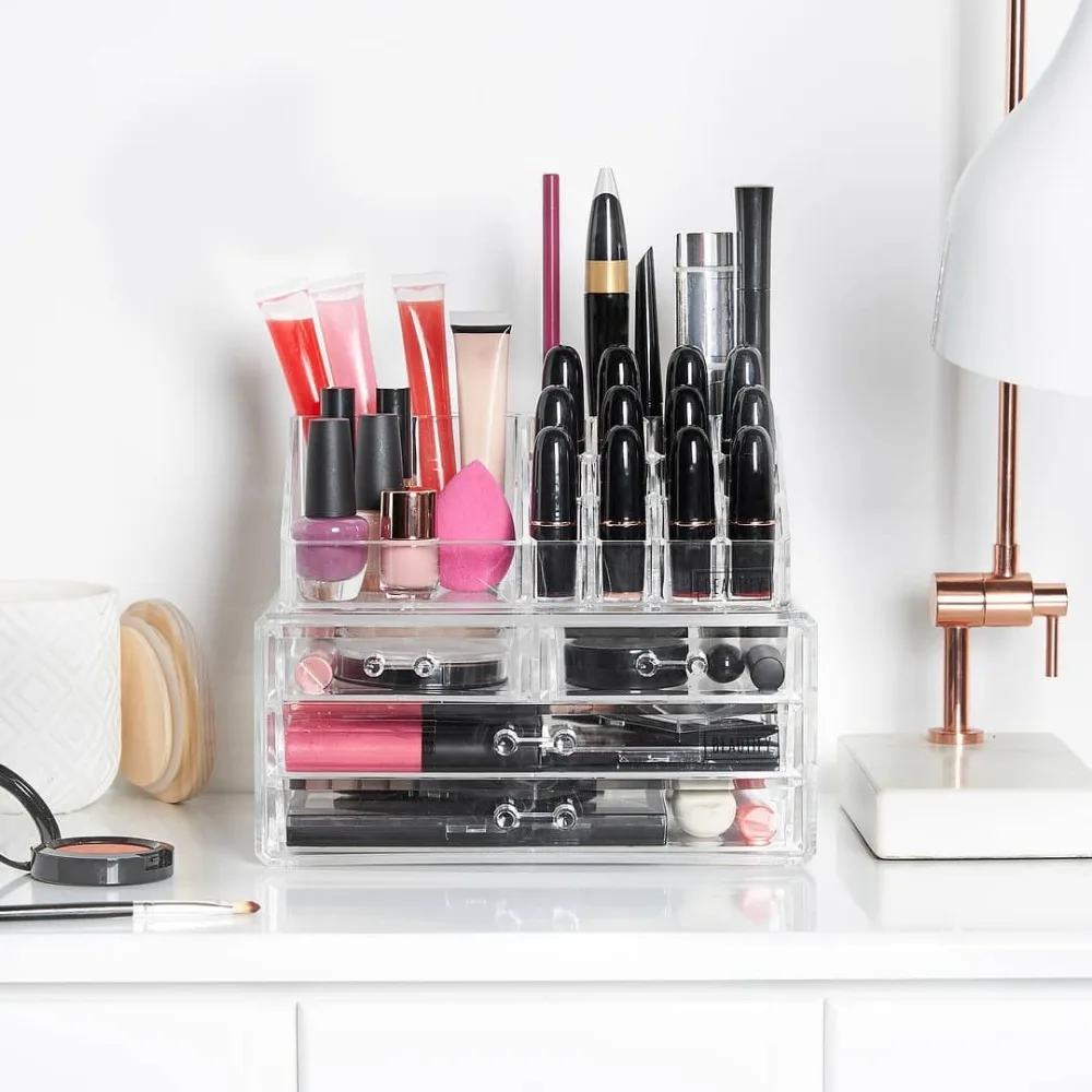 

Hoomall Acrylic Plastic Makeup Organizer Jewelry Box Casket Drawer Jewelry Storage Box Holder Mascara Cosmetic Storage Container