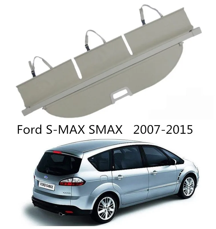 

For Ford S-MAX S MAX 2007-2015 Rear Trunk Security Shield Cargo Cover High Qualit Auto Accessories Black Beige