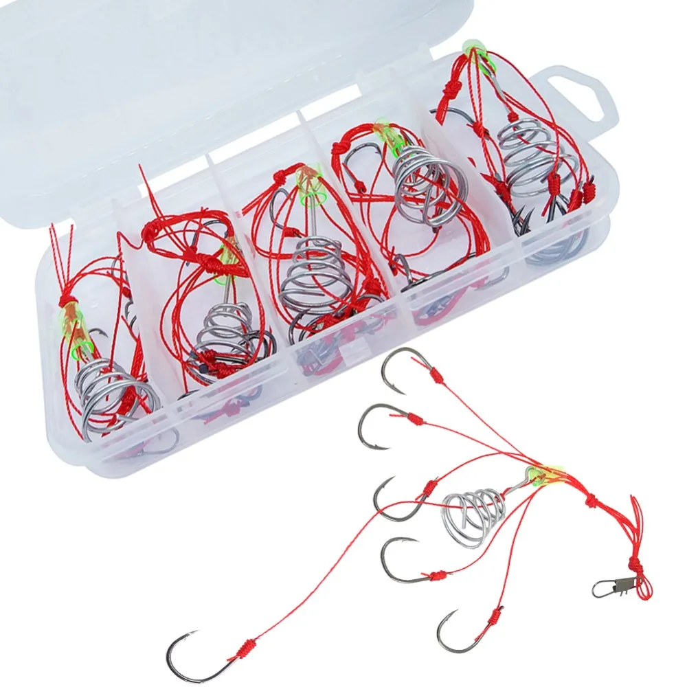 5pieces Explosion Fishing Hooks In A Plastic Box Bait Spring Hook