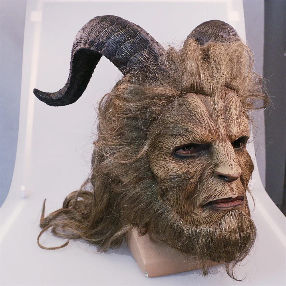 2017 Hot Movie Beauty and the Beast Adam Prince Mask Cosplay Horror Mask Latex Lion Helmet Halloween Party (5)
