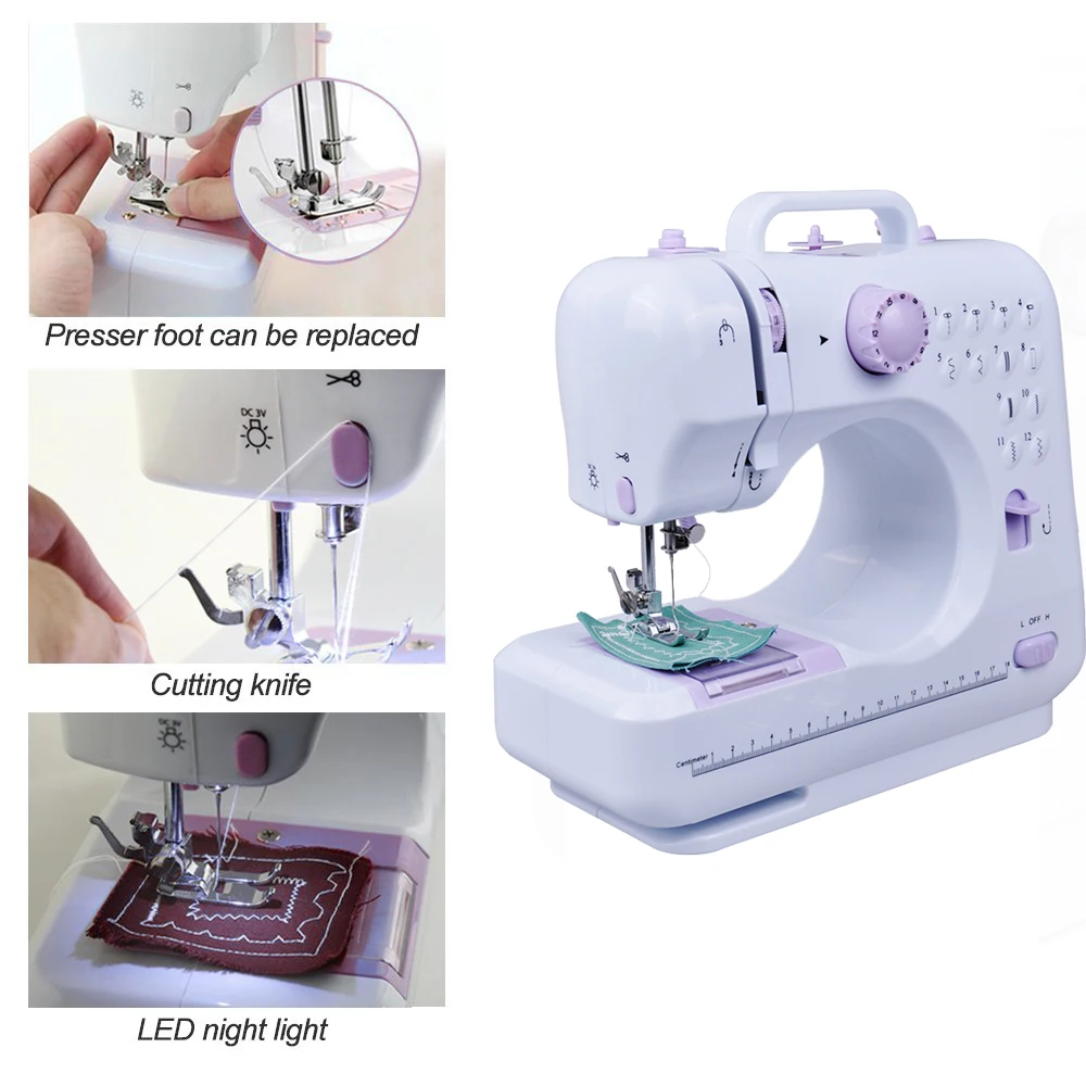 

Russian Manual Fanghua Brand FHSM505 Sewing Machine Factory Household Knitting Electrical Mini Portable DC Power Foot Pedal