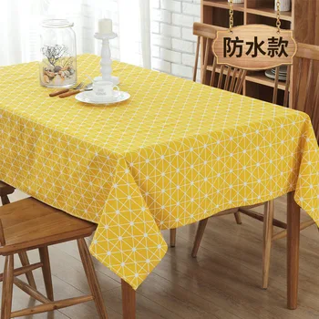 

Customizable Cotton Linen Tablecloth Yellow Stripe Geometric Line print Table cloth Simplicity Rectangular Wedding Table cover